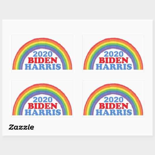Sticker Rectangulaire Biden Harris 2020 Rainbow (Feuille)
