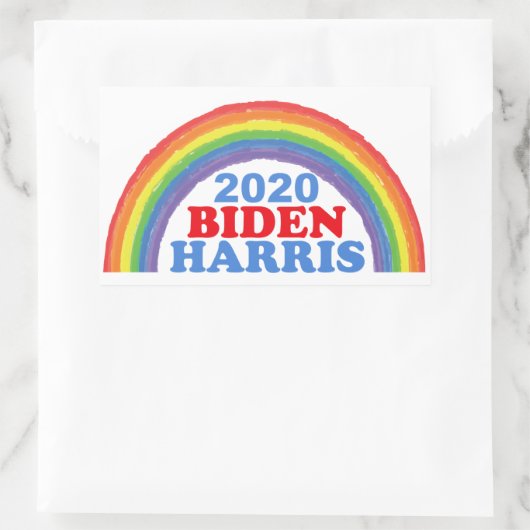 Sticker Rectangulaire Biden Harris 2020 Rainbow (Sac)