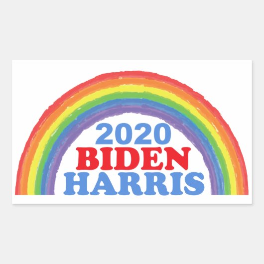 Sticker Rectangulaire Biden Harris 2020 Rainbow (Devant)