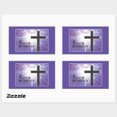 Sticker Rectangulaire Bienheureux de Pâques Cross Starburst sur violet,  (Feuille)