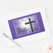 Sticker Rectangulaire Bienheureux de Pâques Cross Starburst sur violet,  (Enveloppe)