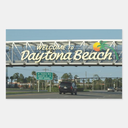 Sticker Rectangulaire Bienvenue à Daytona Beach (Devant)