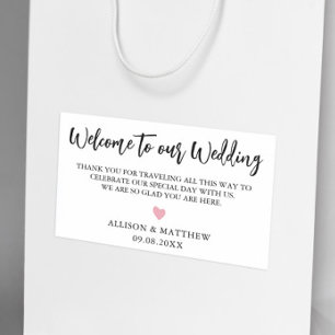 Sticker Rectangulaire Bienvenue à un mariage minimaliste avec un cœur de