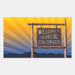 Sticker Rectangulaire bienvenue au colorado coloré