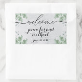 Sticker Rectangulaire Bienvenue Calligraphie Eucalyptus Botanical Green (Sac)