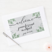 Sticker Rectangulaire Bienvenue Calligraphie Eucalyptus Botanical Green (Enveloppe)