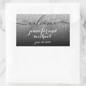 Sticker Rectangulaire Bienvenue Calligraphie Parties scintillant Argent (Sac)