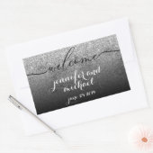 Sticker Rectangulaire Bienvenue Calligraphie Parties scintillant Argent (Enveloppe)