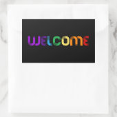 Sticker Rectangulaire Bienvenue drapeau arc-en-ciel LGBT (Sac)