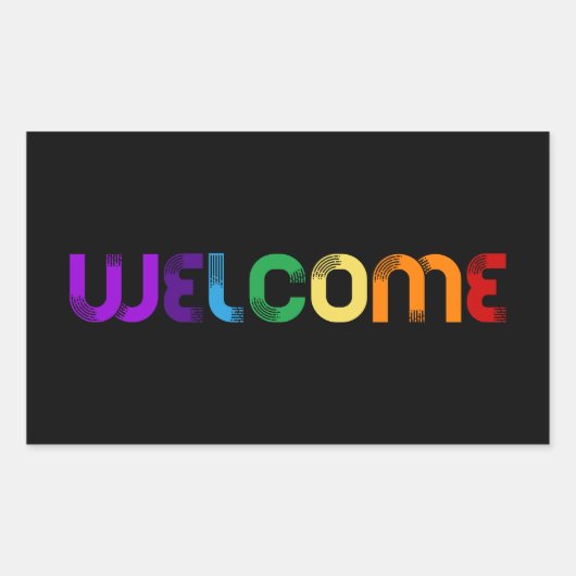Sticker Rectangulaire Bienvenue drapeau arc-en-ciel LGBT (Devant)