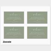 Sticker Rectangulaire Bienvenue du Mariage Sage Green (Feuille)