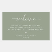 Sticker Rectangulaire Bienvenue du Mariage Sage Green (Devant)
