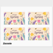 Sticker Rectangulaire Bienvenue Floral Spring (Feuille)