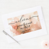 Sticker Rectangulaire Bienvenue RoseGold Mariage aquarelle (Enveloppe)
