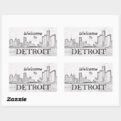 Sticker Rectangulaire Bienvenue sur l'autocollant Detroit (Feuille)