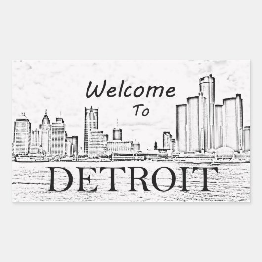 Sticker Rectangulaire Bienvenue sur l'autocollant Detroit (Devant)