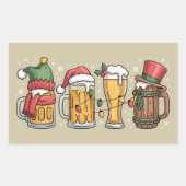 Sticker Rectangulaire Bière de Noël Boire l'amour cadeau Esprit de fête (Devant)