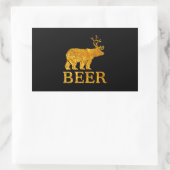 Sticker Rectangulaire Bière ou cerf d'ours cool (Sac)