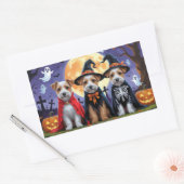 Sticker Rectangulaire Biewer Terrier Chiens Citrouille Halloween Funny (Enveloppe)