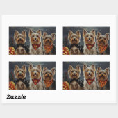 Sticker Rectangulaire Biewer Terrier Halloween Éffrayant (Feuille)