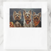 Sticker Rectangulaire Biewer Terrier Halloween Éffrayant (Sac)