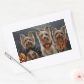 Sticker Rectangulaire Biewer Terrier Halloween Éffrayant (Enveloppe)