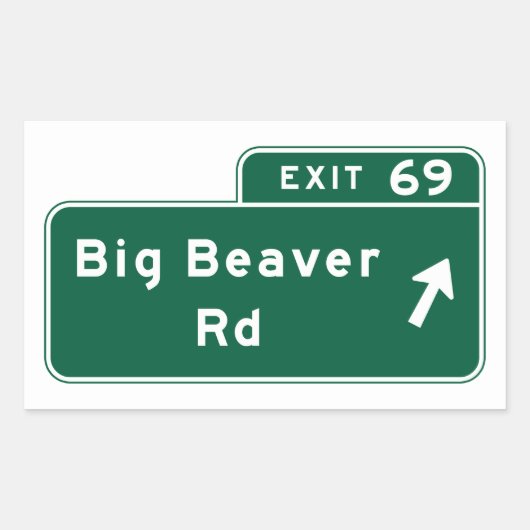 Sticker Rectangulaire Big Beaver Road, Road Sign, Michigan, États-Unis (Devant)