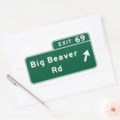 Sticker Rectangulaire Big Beaver Road, Road Sign, Michigan, États-Unis (Enveloppe)