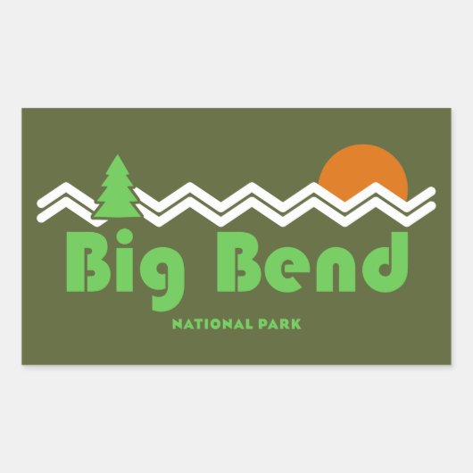 Sticker Rectangulaire Big Bend National Park Retro (Devant)