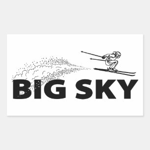 Sticker Rectangulaire Big Sky Resort Montana Sauteur à Ski