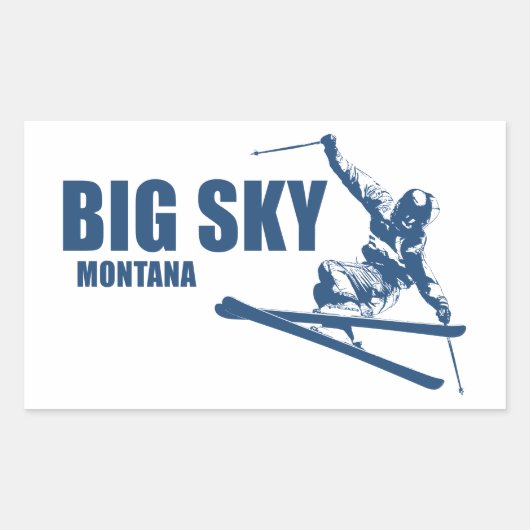 Sticker Rectangulaire Big Sky Resort Montana Skier (Devant)