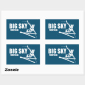 Sticker Rectangulaire Big Sky Resort Montana Skier (Feuille)