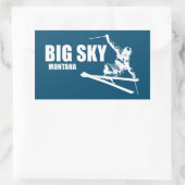 Sticker Rectangulaire Big Sky Resort Montana Skier (Sac)