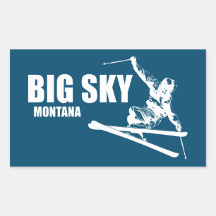 Sticker Rectangulaire Big Sky Resort Montana Skier