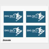 Sticker Rectangulaire Big Sky Resort Montana Snowboardeur (Feuille)