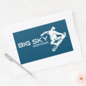 Sticker Rectangulaire Big Sky Resort Montana Snowboardeur (Enveloppe)
