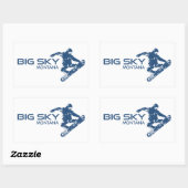 Sticker Rectangulaire Big Sky Resort Montana Snowboardeur (Feuille)