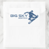 Sticker Rectangulaire Big Sky Resort Montana Snowboardeur (Sac)