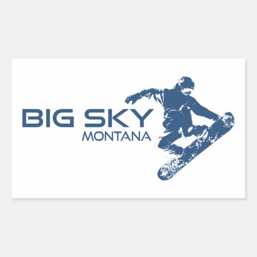 Sticker Rectangulaire Big Sky Resort Montana Snowboardeur (Devant)