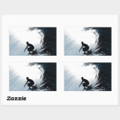 Sticker Rectangulaire Big Wave Surfer (Feuille)