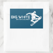 Sticker Rectangulaire Big White Colombie-Britannique Snowboardeur (Sac)
