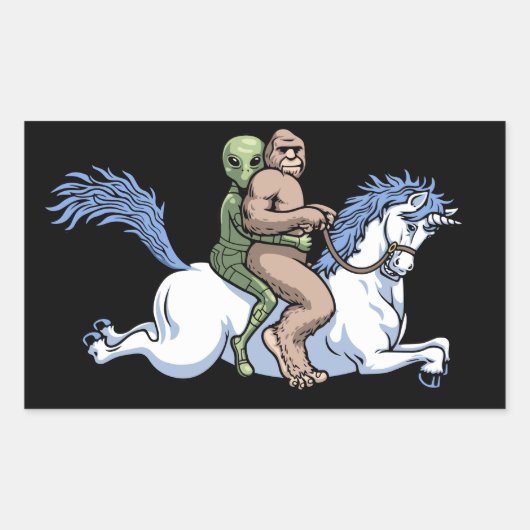 Sticker Rectangulaire Bigfoot, Alien, Unicorn (Devant)