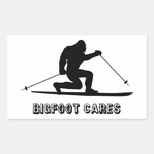 Sticker Rectangulaire Bigfoot Cares Telemark Ski (Devant)