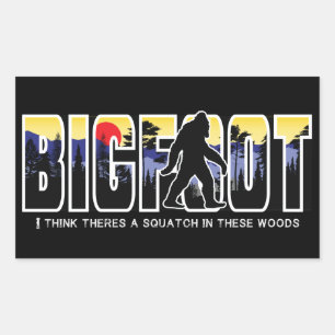 Sticker Rectangulaire Bigfoot se cachant dans les bois, Expédition sauva