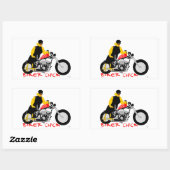 Sticker Rectangulaire BIKER CHICK assise sur sa moto (Feuille)