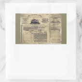 Sticker Rectangulaire Billet pour RMS Titanic 1912 (Sac)