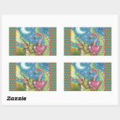 Sticker Rectangulaire BILLETS EN FLAMANT ROSE ROSE COULEUR SOMMAIRE Rec (Feuille)