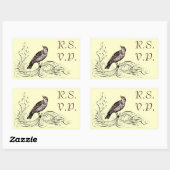 Sticker Rectangulaire Bird on Scroll (Feuille)