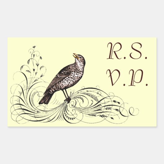 Sticker Rectangulaire Bird on Scroll (Devant)