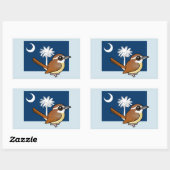 Sticker Rectangulaire Birdable d'Etat de Caroline du Sud : Carolina Wren (Feuille)